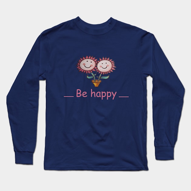 smiling purple daisies Long Sleeve T-Shirt by omitay